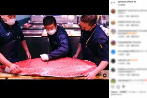 マグロを捌く『やま幸』社長・山口幸隆氏（公式インスタグラムより）