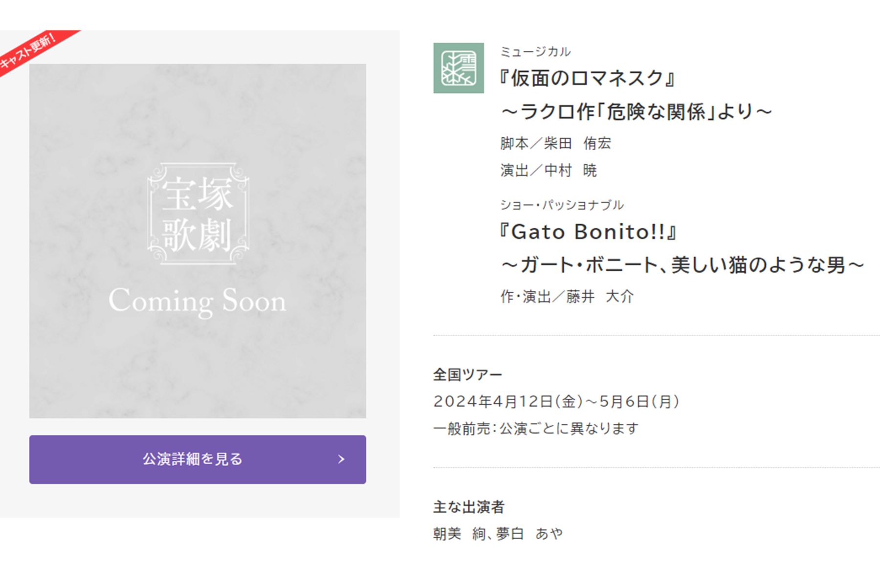 作・演出には確かに藤井大介氏の名前が（宝塚歌劇団公式HPより）