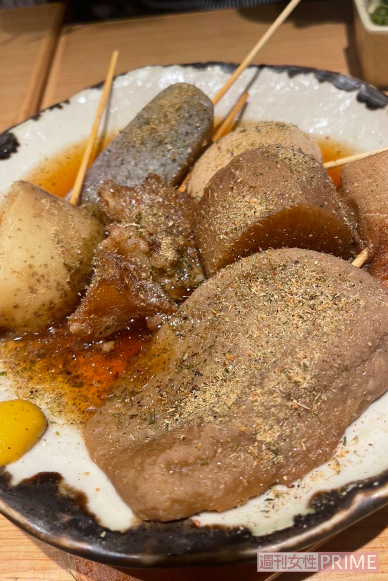 かつおのだしがきいた静岡のおでん。具が大きくて食べ応えも十分！