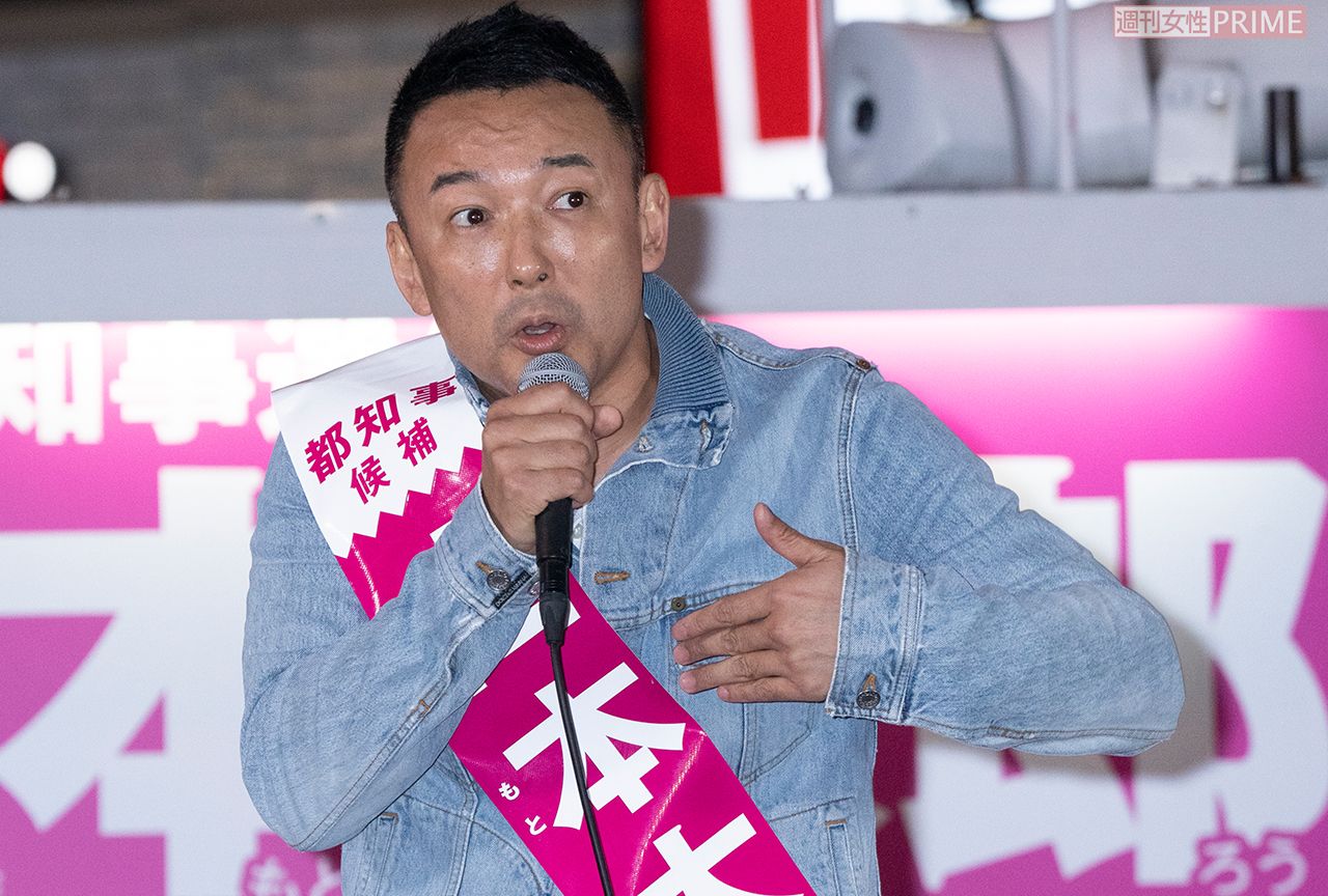 '20年6月下旬、都知事選に向け街頭演説を行う山本太郎