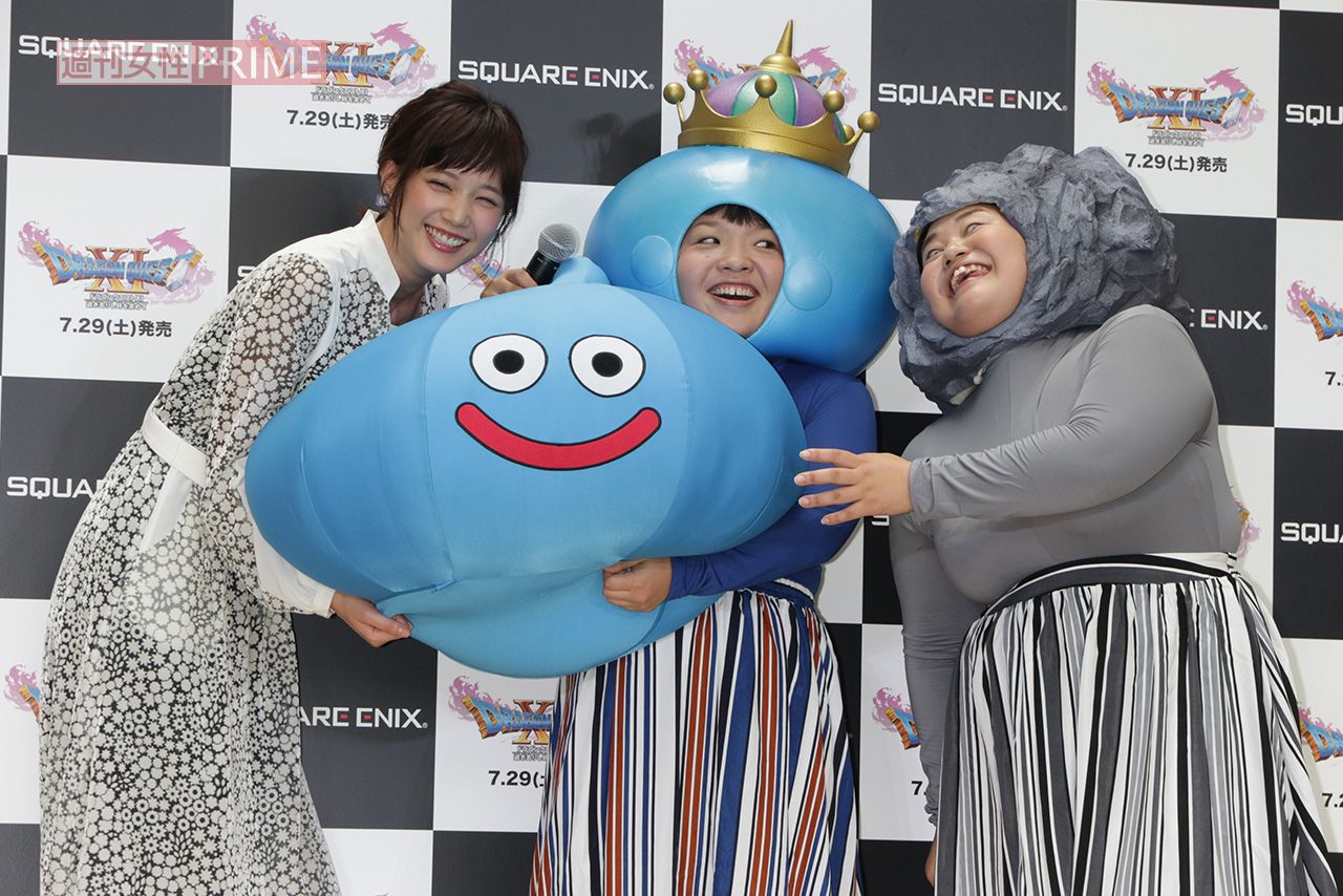 「ドラクエ11」新CM発表会に出席した本田翼ら。前作は2017年に発売された