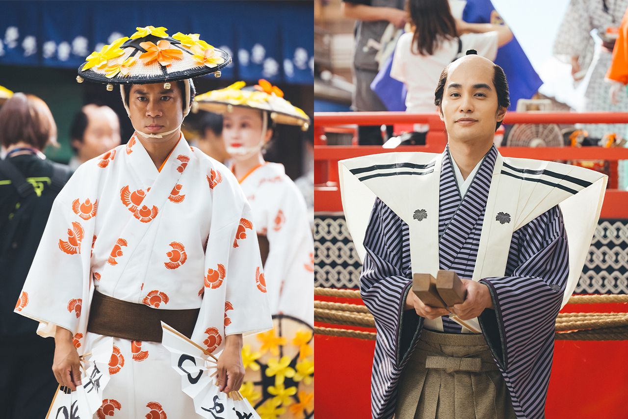 ドラマで描かれた吉原で行われた『俄』のシーン。『俄』とは人と我に隔てがないという意味（番組公式インスタより）