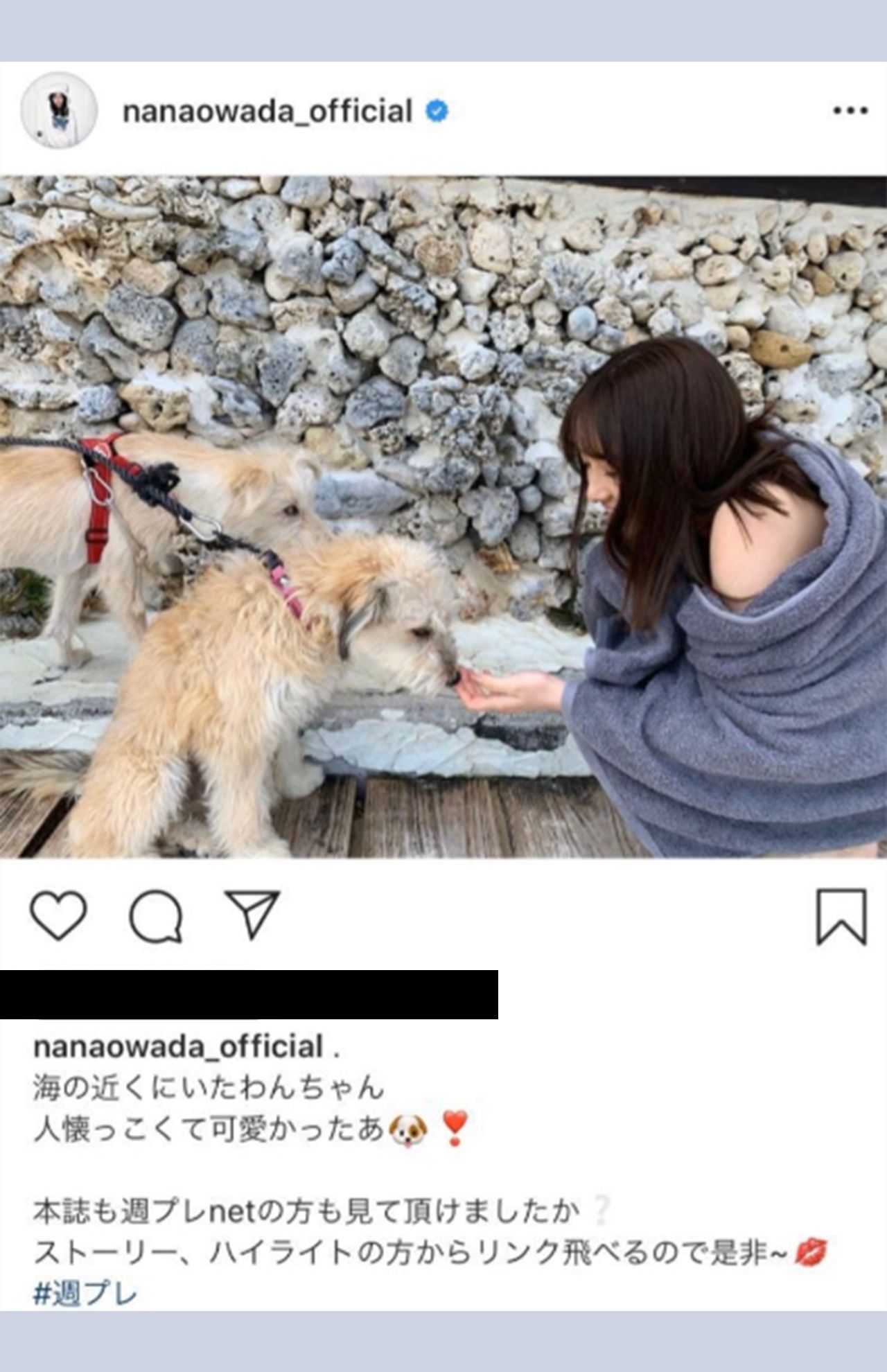 元AKB48・大和田南那のインスタグラムより（修正後）