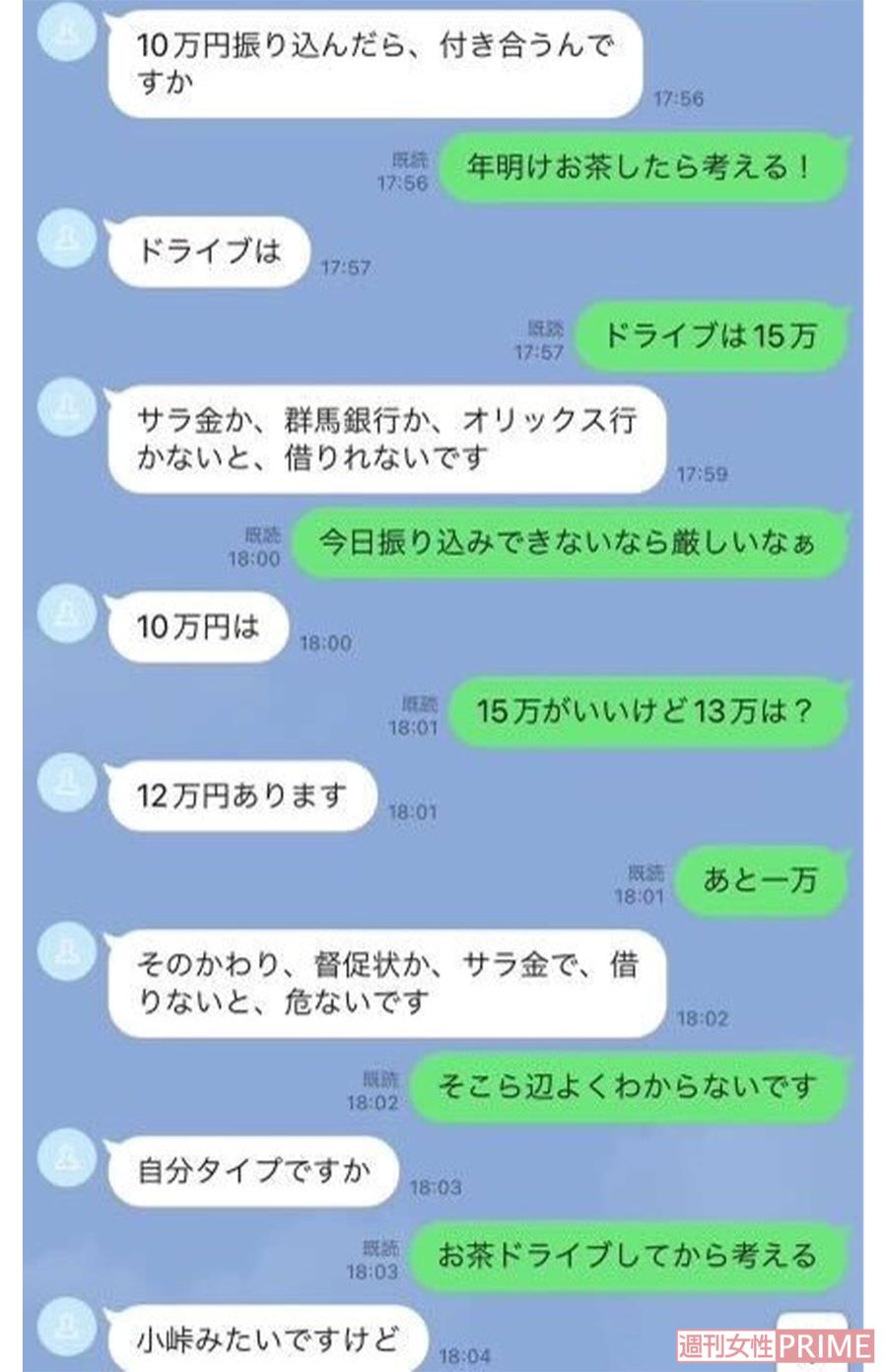 男性と坂口杏里によるLINEのやりとり
