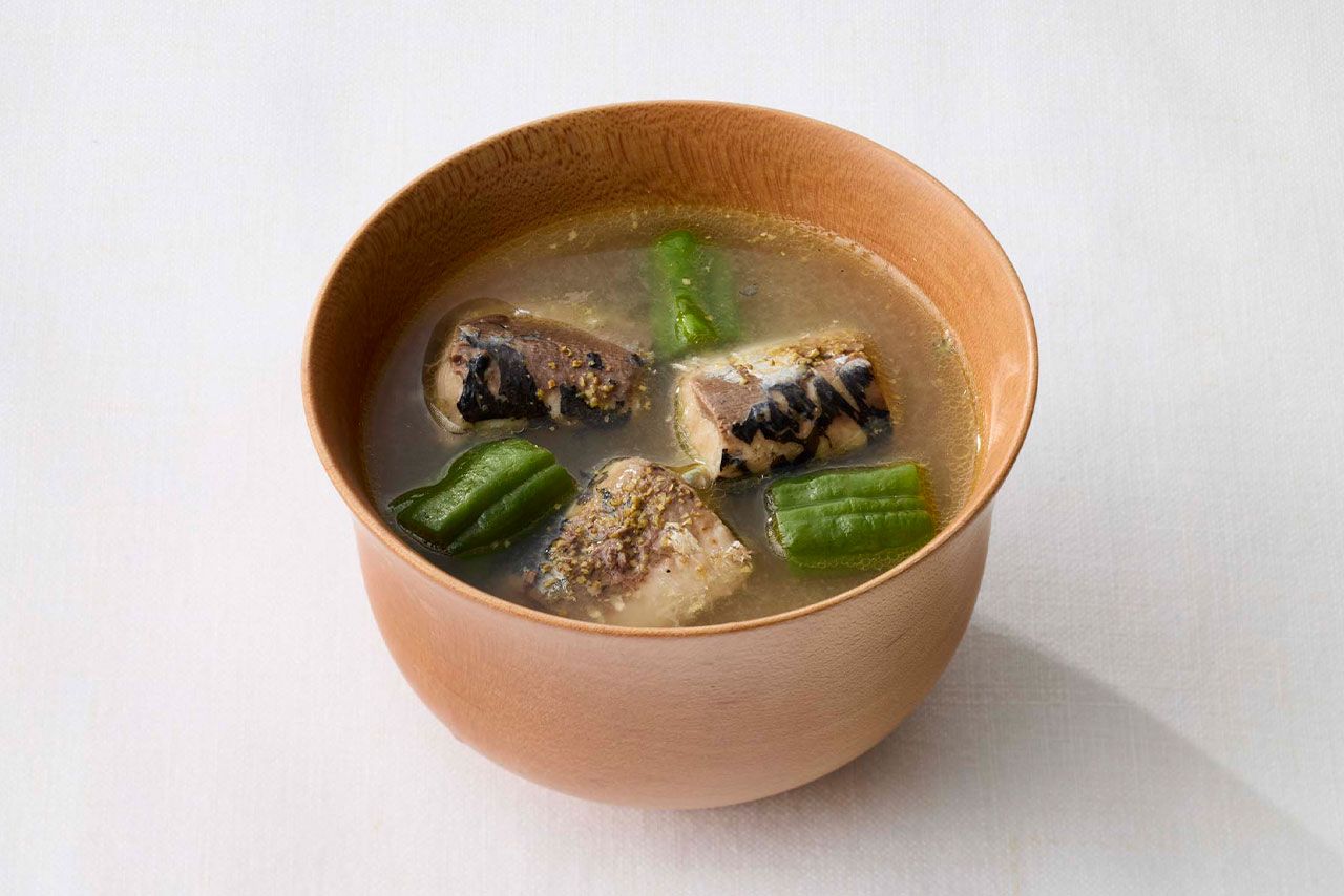 腎臓若返りみそ汁「いわしとししとうの山椒みそ汁」
