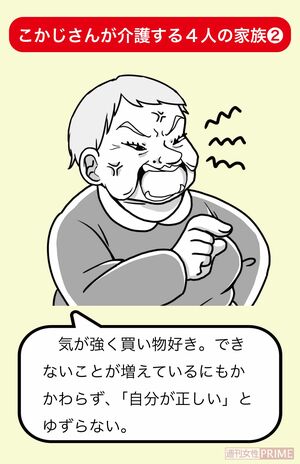こかじさんが介護する4人の家族（2）実母（91歳）　イラスト／青井亜衣