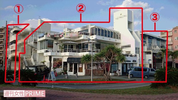 飲食店などのテナントが入る羽賀のビル群。地元では彼の所有物件として有名で週末の夜はかなりにぎわう