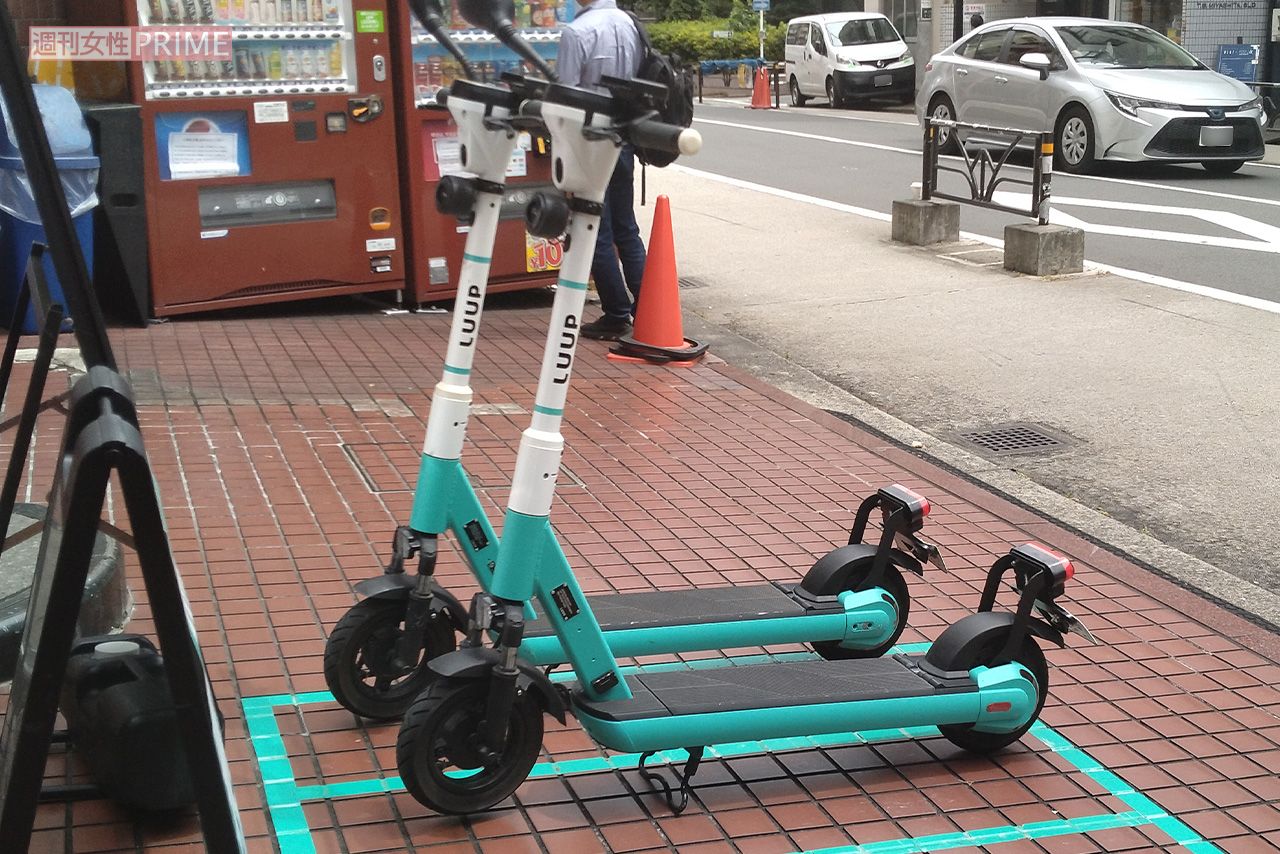 都内各所に設置された『LUUP』の電動キックボード専用ポート