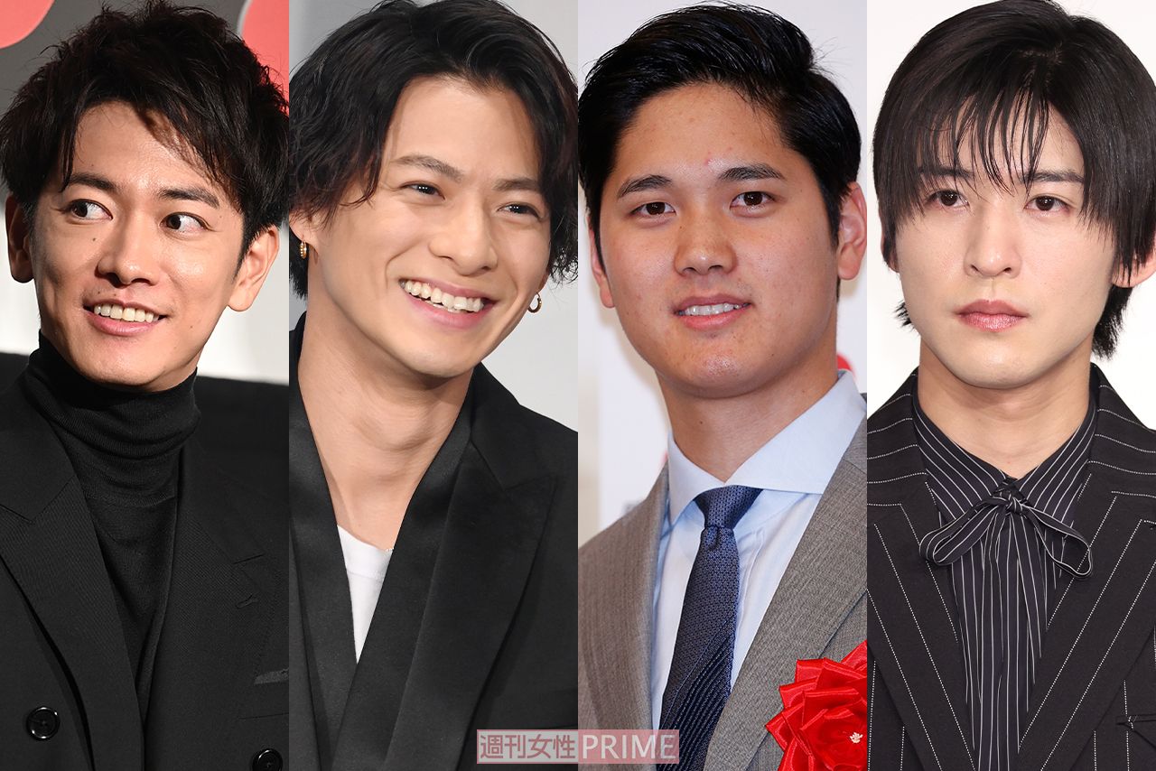（左から）佐藤健、平野紫耀、大谷翔平、目黒蓮