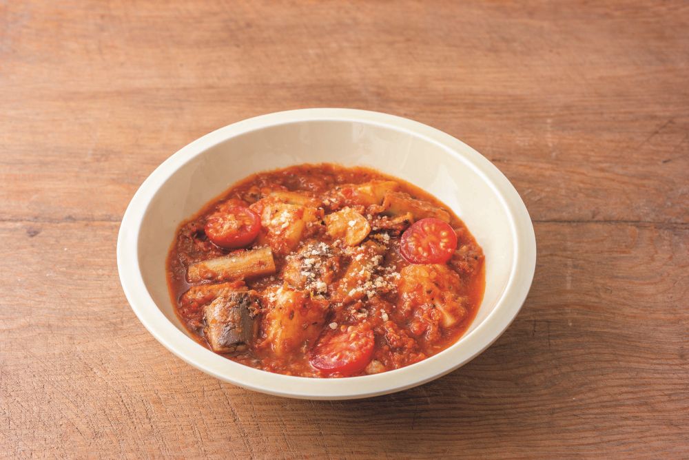 いわしとごぼうのトマトシチュー