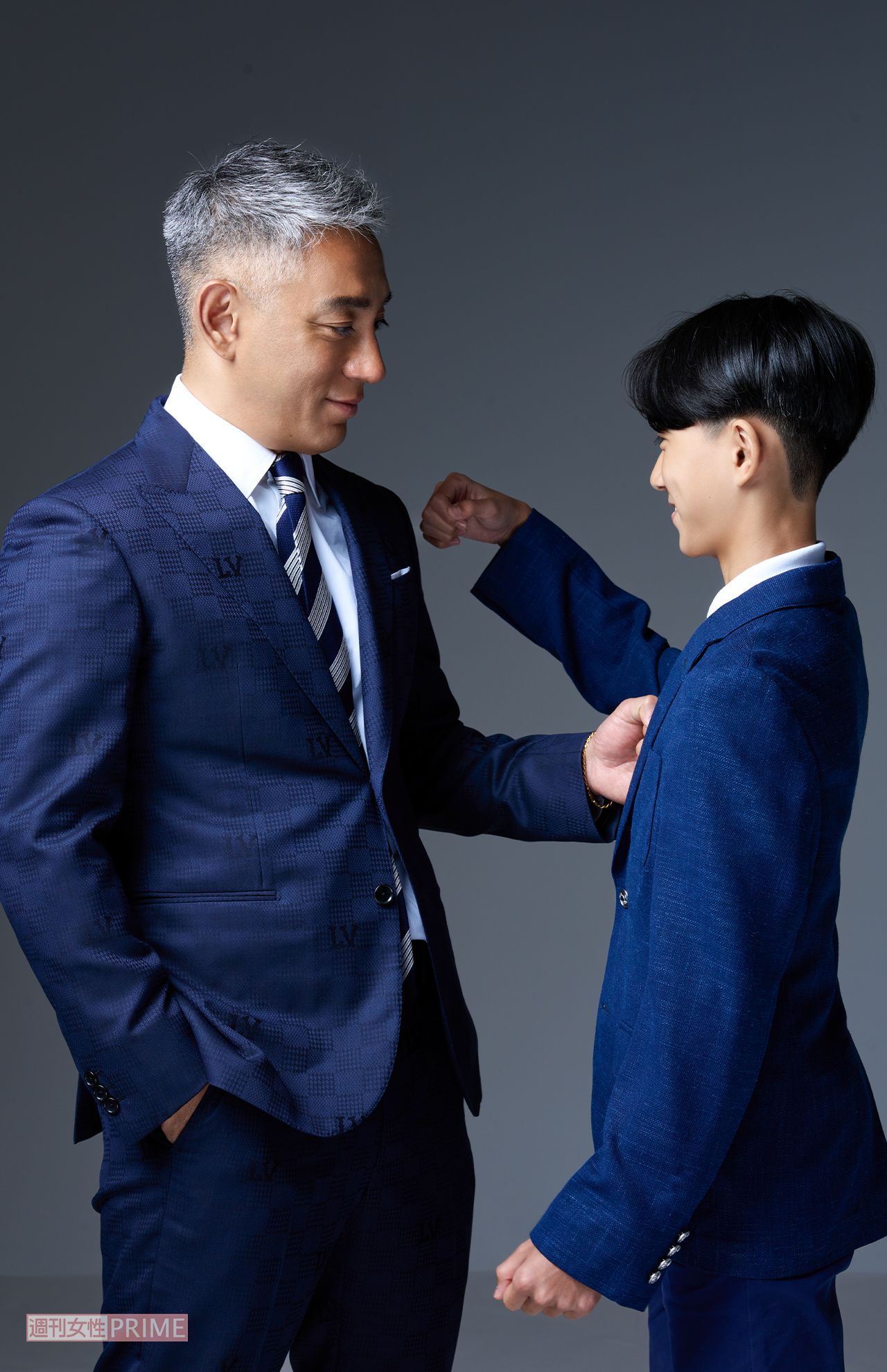 市川團十郎、市川新之助　撮影／廣瀬靖士　ヘアメイク／松本順（辻事務所）　スタイリング／大久保篤志