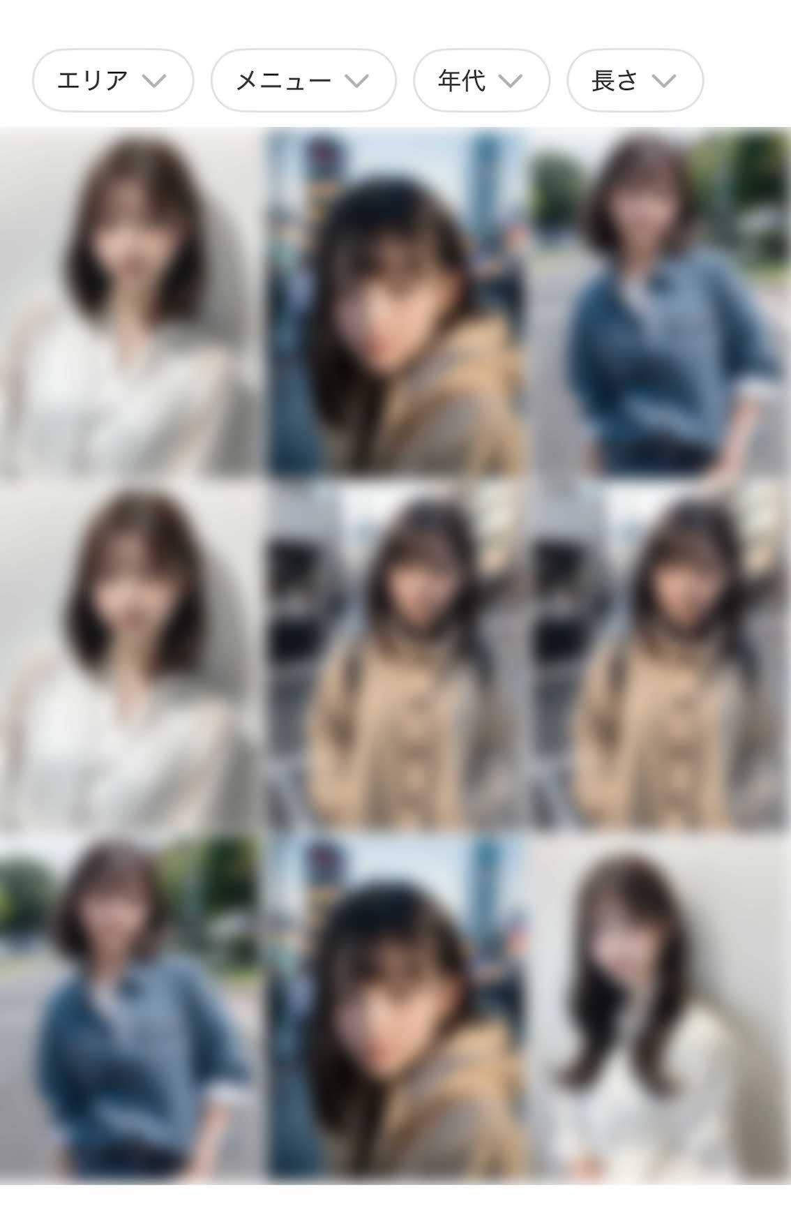 AIで生成したようにみえるヘアカタログ（ホットペッパービューティーより）