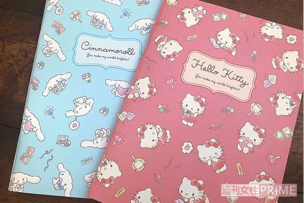 ノートには、キティちゃんたちが「ヲタ活を楽しむ様子」が描かれている／著者撮影