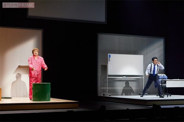 公開舞台稽古での草なぎ剛と香取慎吾（撮影／廣瀬靖士）